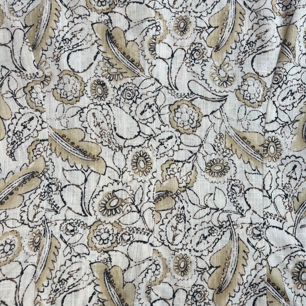 Feminine Floral Print Linen Blend Blazer Jacket Women's XL | Cottagecore Neutral - Picture 5 of 11